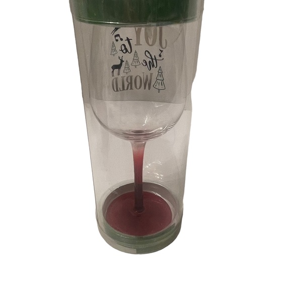 Joy To The World Red Stem Glass NWOT - Picture 4 of 4
